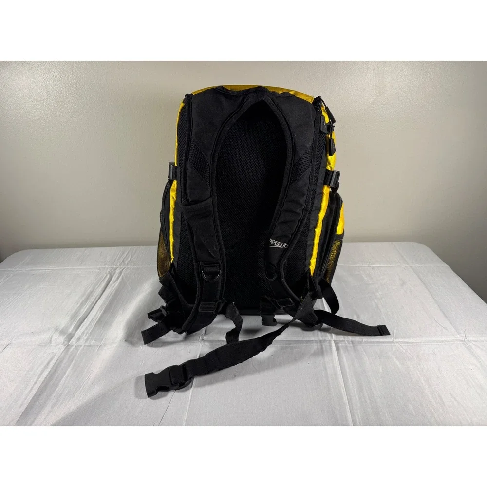 Speedo Team Stereo Swim Backpack Yellow Black Athletic Training Gear Bag
